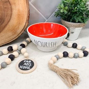 Rae Dunn NOURISH Red Interior Soup Cereal Bowl